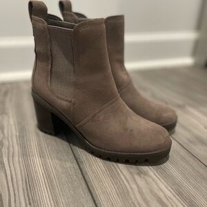 UGG Gray Heeled Boots with Chunky Block Heel